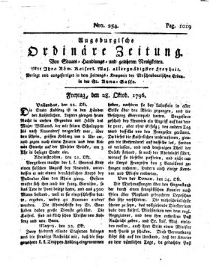 Augsburgische ordinäre Zeitung von Staats-Handlungs- und gelehrten Neuigkeiten (Augsburger Abendzeitung) Freitag 28. Oktober 1796
