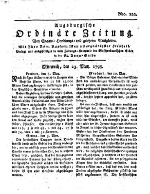 Augsburgische ordinäre Zeitung von Staats-Handlungs- und gelehrten Neuigkeiten (Augsburger Abendzeitung) Mittwoch 23. Mai 1798