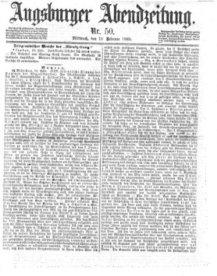 Augsburger Abendzeitung Mittwoch 19. Februar 1868