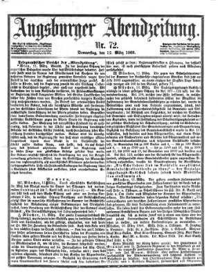 Augsburger Abendzeitung Donnerstag 12. März 1868