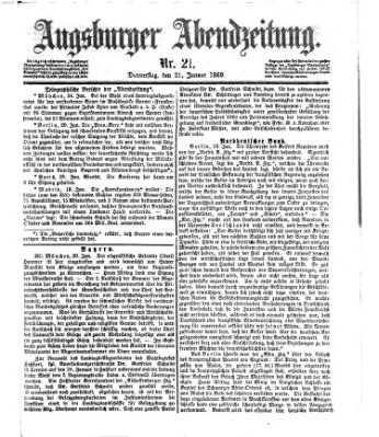 Augsburger Abendzeitung Donnerstag 21. Januar 1869