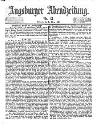 Augsburger Abendzeitung Mittwoch 3. März 1869