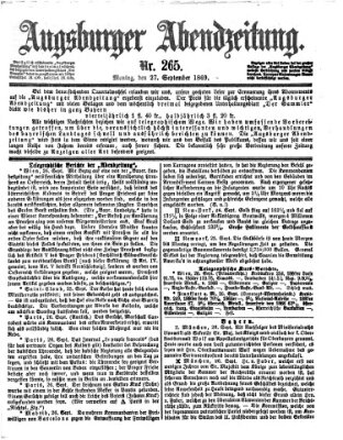 Augsburger Abendzeitung Montag 27. September 1869