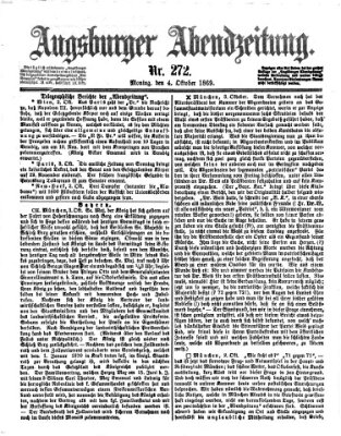 Augsburger Abendzeitung Montag 4. Oktober 1869