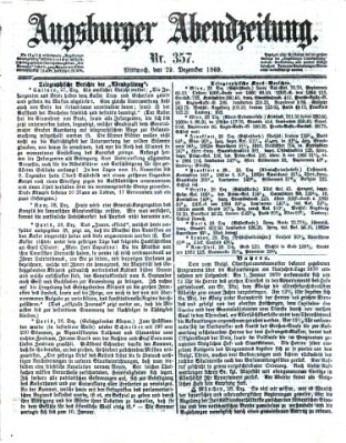 Augsburger Abendzeitung Mittwoch 29. Dezember 1869