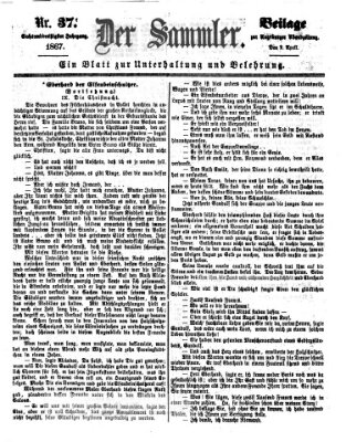Der Sammler (Augsburger Abendzeitung) Dienstag 2. April 1867