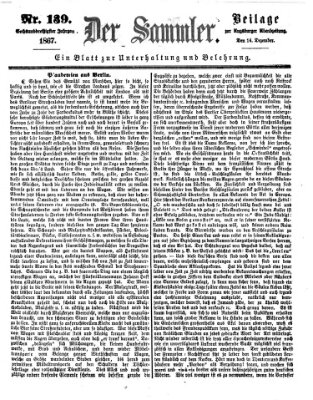Der Sammler (Augsburger Abendzeitung) Samstag 14. Dezember 1867