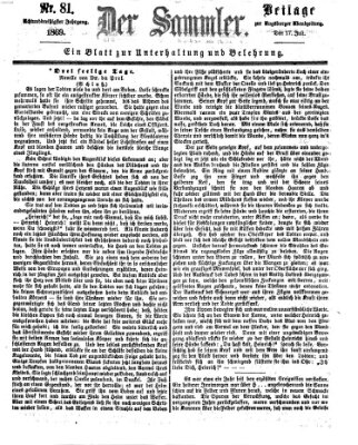 Der Sammler (Augsburger Abendzeitung) Samstag 17. Juli 1869