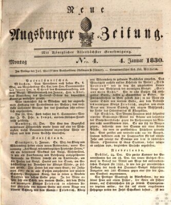 Neue Augsburger Zeitung Montag 4. Januar 1830