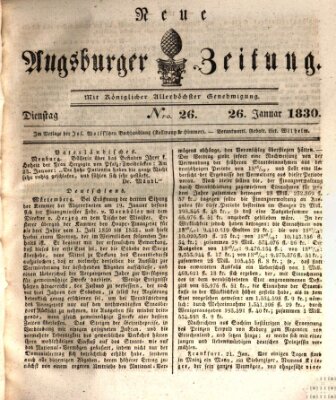 Neue Augsburger Zeitung Dienstag 26. Januar 1830