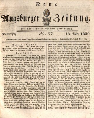 Neue Augsburger Zeitung Donnerstag 18. März 1830