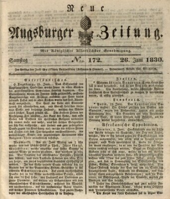Neue Augsburger Zeitung Samstag 26. Juni 1830