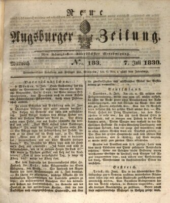 Neue Augsburger Zeitung Mittwoch 7. Juli 1830