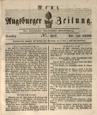 Neue Augsburger Zeitung Samstag 31. Juli 1830