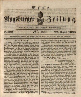 Neue Augsburger Zeitung Sonntag 22. August 1830