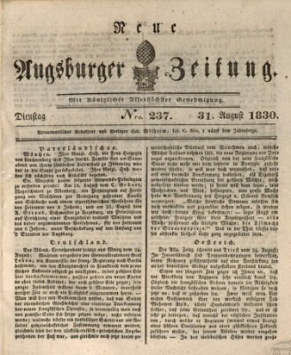 Neue Augsburger Zeitung Dienstag 31. August 1830