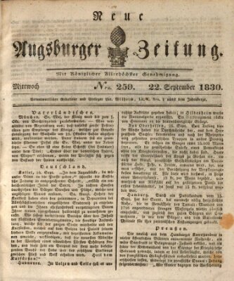 Neue Augsburger Zeitung Mittwoch 22. September 1830