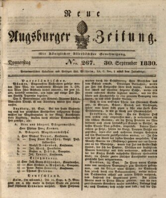 Neue Augsburger Zeitung Donnerstag 30. September 1830