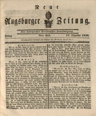 Neue Augsburger Zeitung Freitag 17. Dezember 1830