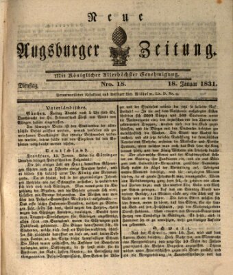 Neue Augsburger Zeitung Dienstag 18. Januar 1831