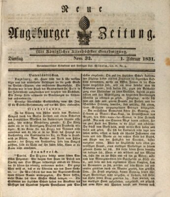 Neue Augsburger Zeitung Dienstag 1. Februar 1831