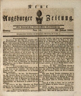 Neue Augsburger Zeitung Sonntag 20. Februar 1831