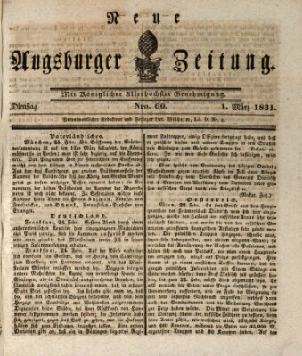Neue Augsburger Zeitung Dienstag 1. März 1831