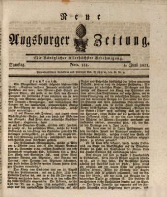 Neue Augsburger Zeitung Samstag 4. Juni 1831