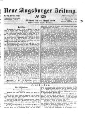 Neue Augsburger Zeitung Mittwoch 22. August 1860