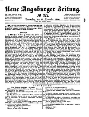 Neue Augsburger Zeitung Donnerstag 22. November 1860