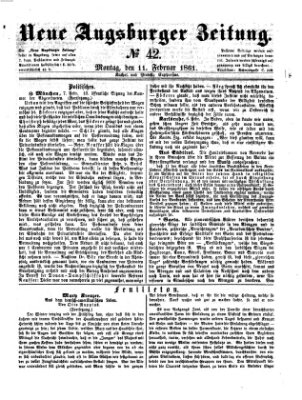 Neue Augsburger Zeitung Montag 11. Februar 1861