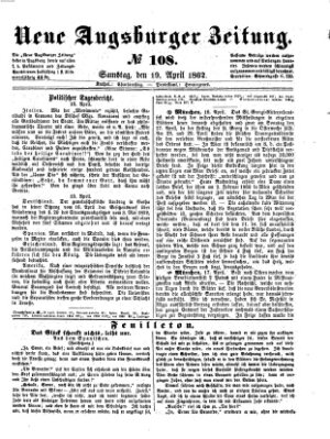 Neue Augsburger Zeitung Samstag 19. April 1862