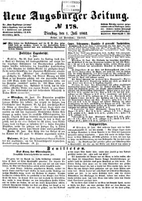 Neue Augsburger Zeitung Dienstag 1. Juli 1862