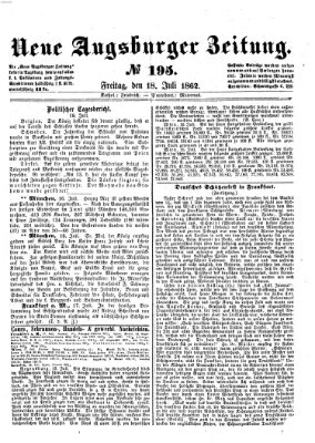 Neue Augsburger Zeitung Freitag 18. Juli 1862