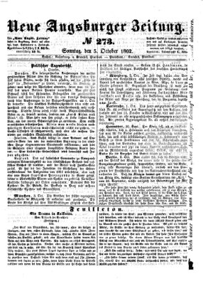 Neue Augsburger Zeitung Sonntag 5. Oktober 1862