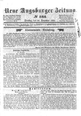 Neue Augsburger Zeitung Dienstag 16. Dezember 1862