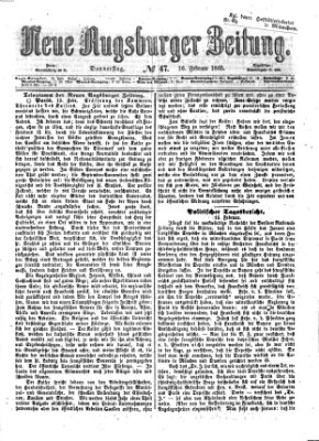 Neue Augsburger Zeitung Donnerstag 16. Februar 1865