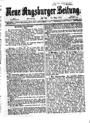 Neue Augsburger Zeitung Mittwoch 15. März 1865
