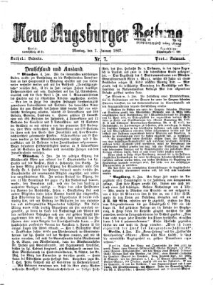 Neue Augsburger Zeitung Montag 7. Januar 1867