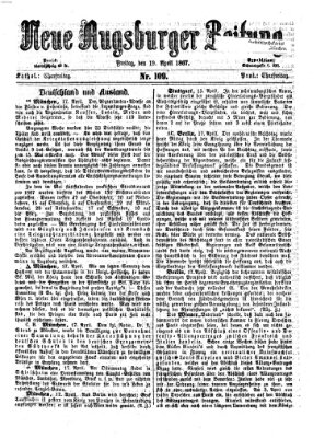 Neue Augsburger Zeitung Freitag 19. April 1867