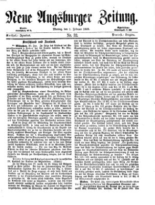 Neue Augsburger Zeitung Montag 1. Februar 1869