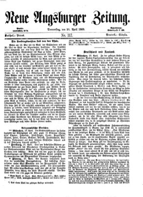 Neue Augsburger Zeitung Donnerstag 29. April 1869