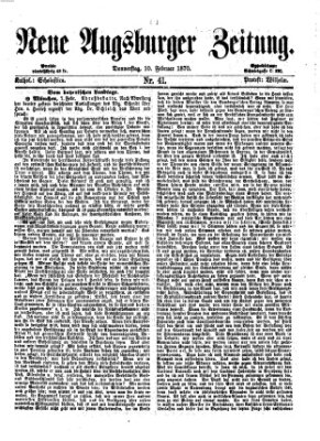 Neue Augsburger Zeitung Donnerstag 10. Februar 1870
