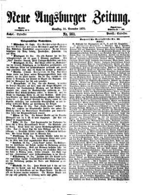 Neue Augsburger Zeitung Samstag 31. Dezember 1870