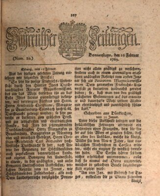 Bayreuther Zeitung Donnerstag 16. Februar 1769