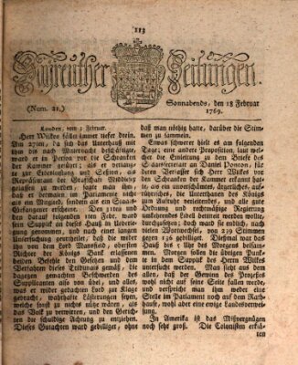 Bayreuther Zeitung Samstag 18. Februar 1769