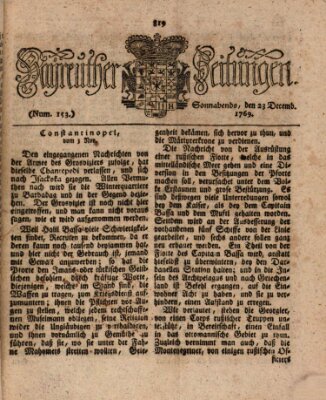 Bayreuther Zeitung Samstag 23. Dezember 1769