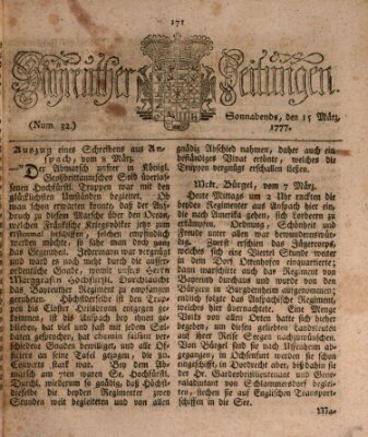 Bayreuther Zeitung Samstag 15. März 1777