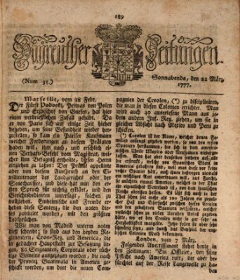 Bayreuther Zeitung Samstag 22. März 1777