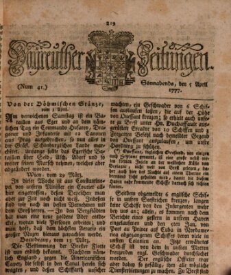 Bayreuther Zeitung Samstag 5. April 1777